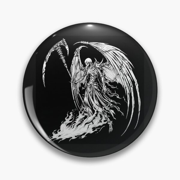 Item preview, Winged Grim Reaper with Scythe Gothic Skeleton Death Angel Art Design designed and sold by inkoutninja.