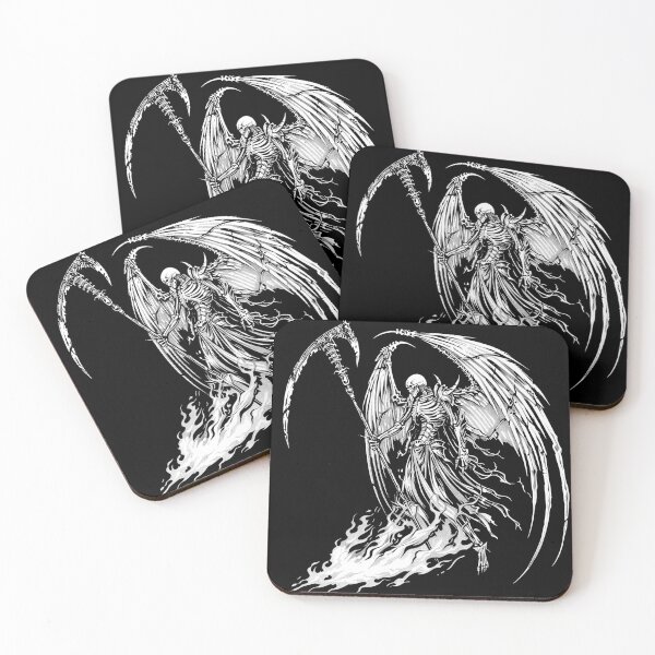 Item preview, Winged Grim Reaper with Scythe Gothic Skeleton Death Angel Art Design designed and sold by inkoutninja.