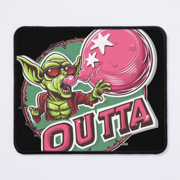 Item preview, Cool Green Goblin Blowing Pink Bubble Gum With "OUTTA" Lettering — Retro Cartoon Sticker Design designed and sold by KanDa-Shop.