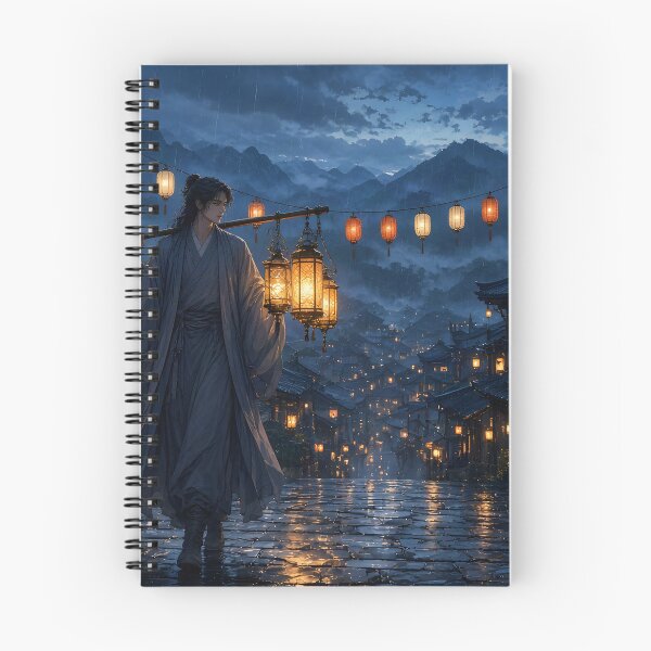 Item preview, Wandering Merchant in Mountain Village at Blue Hour designed and sold by sigmaartstudio.
