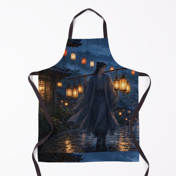 Item preview, Wandering Merchant in Mountain Village at Blue Hour designed and sold by sigmaartstudio.