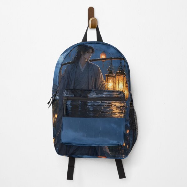 Item preview, Wandering Merchant in Mountain Village at Blue Hour designed and sold by sigmaartstudio.
