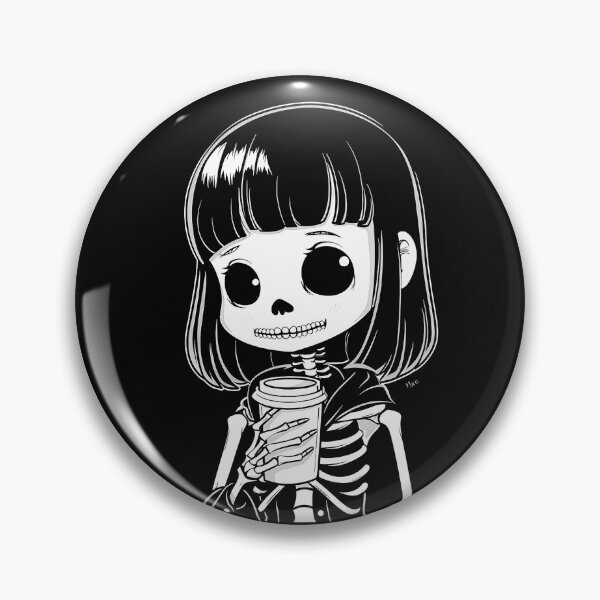 Item preview, Cute Skeleton Girl with Coffee Kawaii Gothic Coffee Lover Art Design designed and sold by inkoutninja.