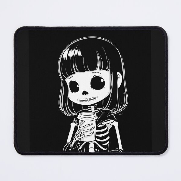 Item preview, Cute Skeleton Girl with Coffee Kawaii Gothic Coffee Lover Art Design designed and sold by inkoutninja.