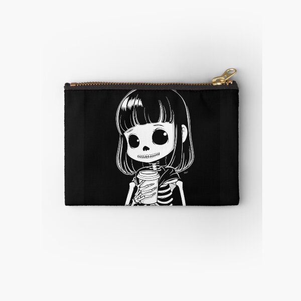 Item preview, Cute Skeleton Girl with Coffee Kawaii Gothic Coffee Lover Art Design designed and sold by inkoutninja.