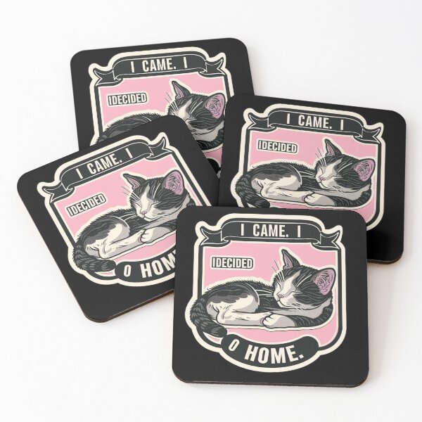 Item preview, Sleepy Cat Sticker With Retro Pink Design And 'I Came. I Decided. I Go Home.' Text designed and sold by KanDa-Shop.