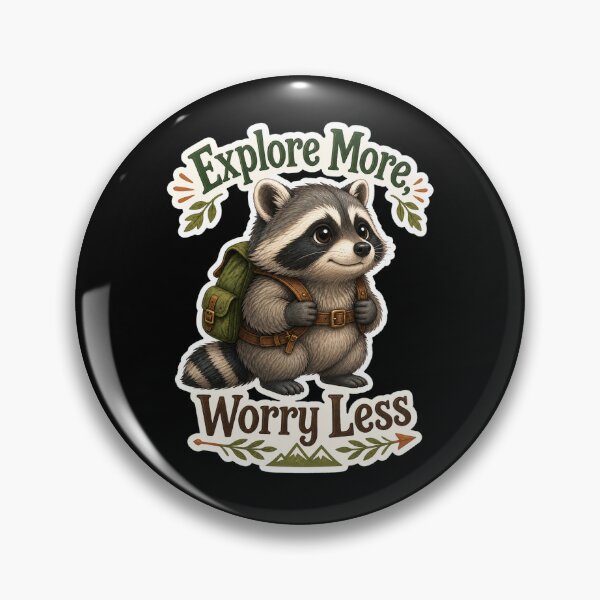 Item preview, Worry Less Hiking Raccoon Funny Cute Meme designed and sold by GraphixKing999.