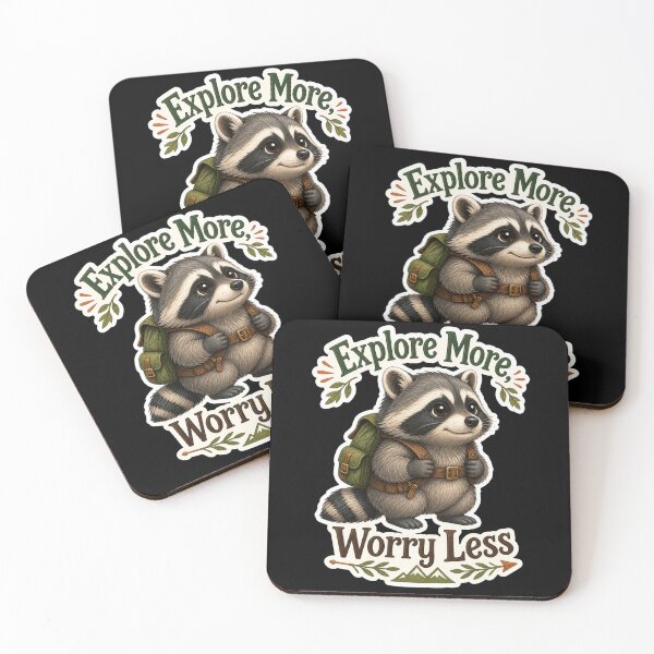 Item preview, Worry Less Hiking Raccoon Funny Cute Meme designed and sold by GraphixKing999.