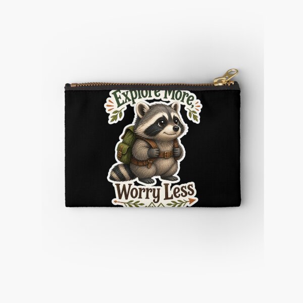 Item preview, Worry Less Hiking Raccoon Funny Cute Meme designed and sold by GraphixKing999.