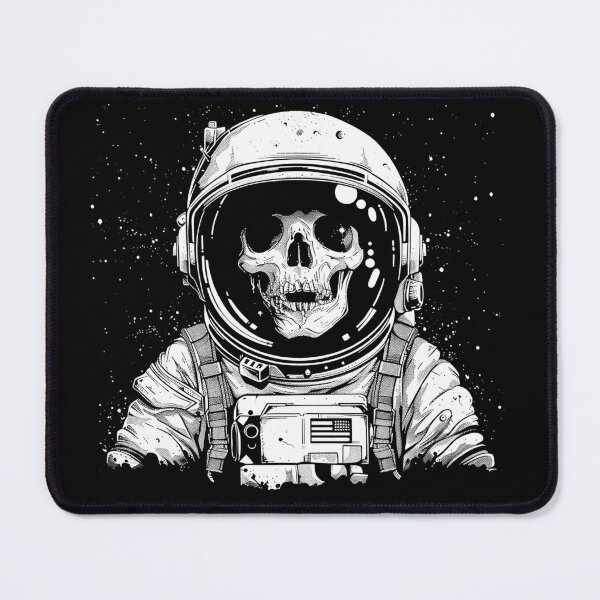 Item preview, Skull Astronaut in Space Gothic Cosmic Skeleton Black and White Art Design designed and sold by inkoutninja.