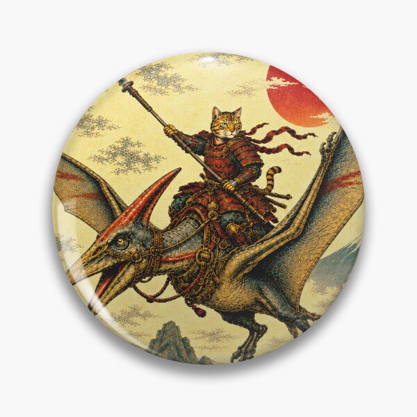 Item preview, Cat Samurai Flying Dinosaur Vintage Japanese Naginata Warrior designed and sold by Eh Plus Designs.