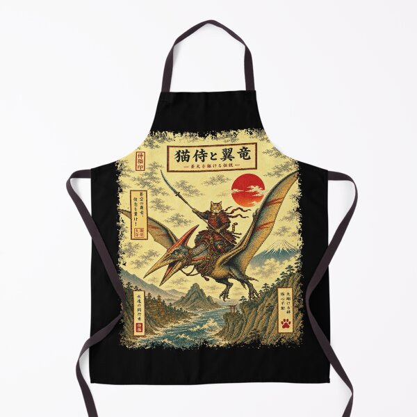 Item preview, Cat Samurai Flying Dinosaur Vintage Japanese Naginata Warrior designed and sold by Eh Plus Designs.
