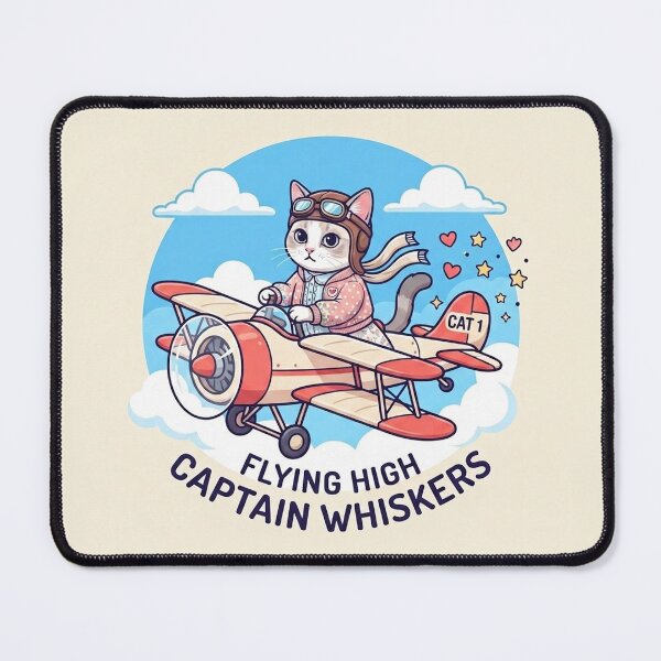 Item preview, Captain Whiskers Flying High Cute Cat Aviator designed and sold by PetalsPaws.