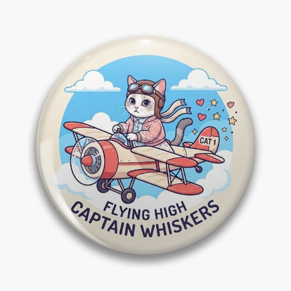 Item preview, Captain Whiskers Flying High Cute Cat Aviator designed and sold by PetalsPaws.