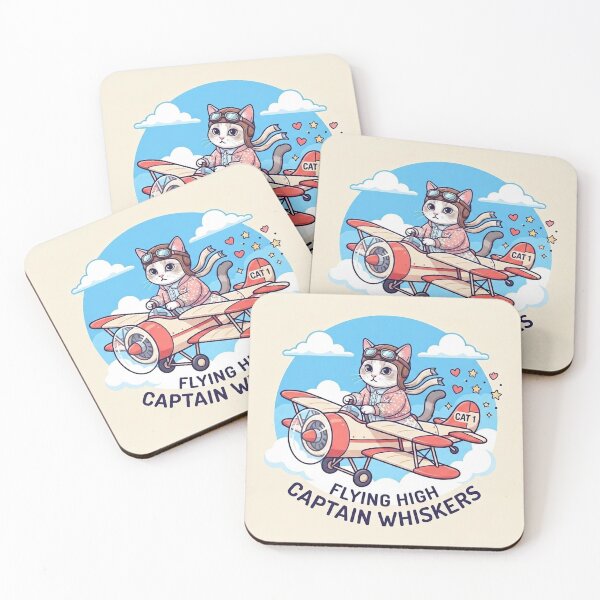 Item preview, Captain Whiskers Flying High Cute Cat Aviator designed and sold by PetalsPaws.