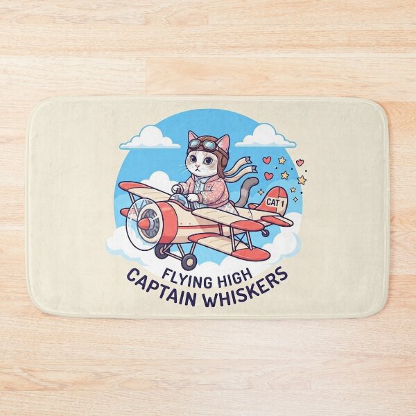 Item preview, Captain Whiskers Flying High Cute Cat Aviator designed and sold by PetalsPaws.