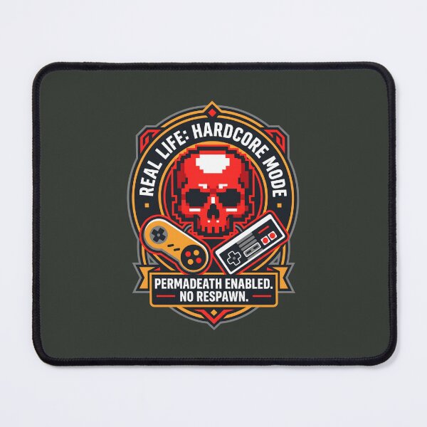 Item preview, Real Life Hardcore Mode Retro Gaming Skull Badge designed and sold by SplashTastic.