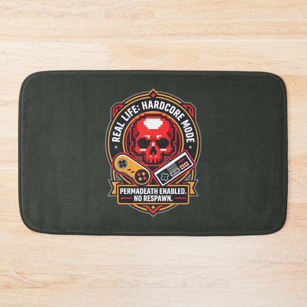 Item preview, Real Life Hardcore Mode Retro Gaming Skull Badge designed and sold by SplashTastic.