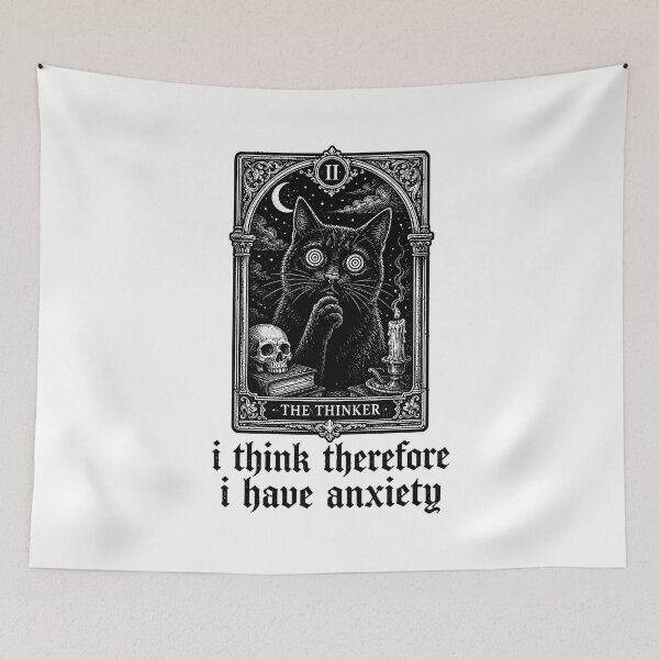 Item preview, Carta del Tarot del Gato Negro Ansioso: Salud Mental Gótica designed and sold by chattsuede.