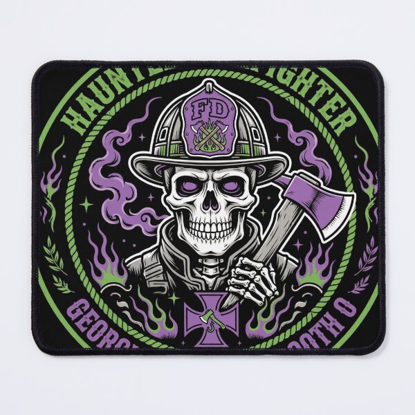 Item preview, TOCOCLAWS Haunted Firefighter Georgia - Skeleton Fire Department Badge Graphic designed and sold by TOCOCLAWS.