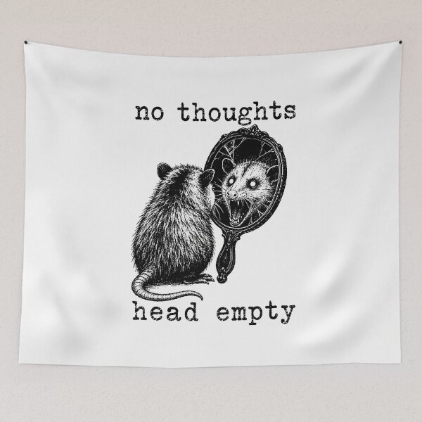 Item preview, No Thoughts Head Empty Opossum Gothic Mirror Existential Meme designed and sold by chattsuede.