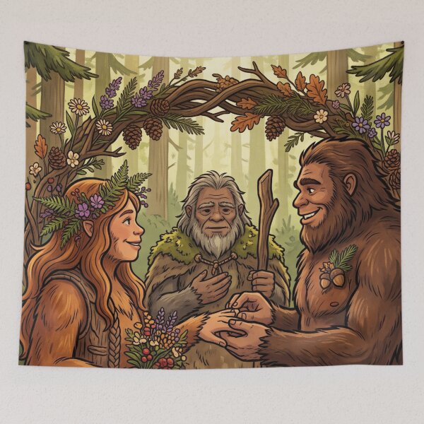 Item preview, Bigfoot Wedding in the Forest - Sasquatch Lover designed and sold by Spank My Yeti.