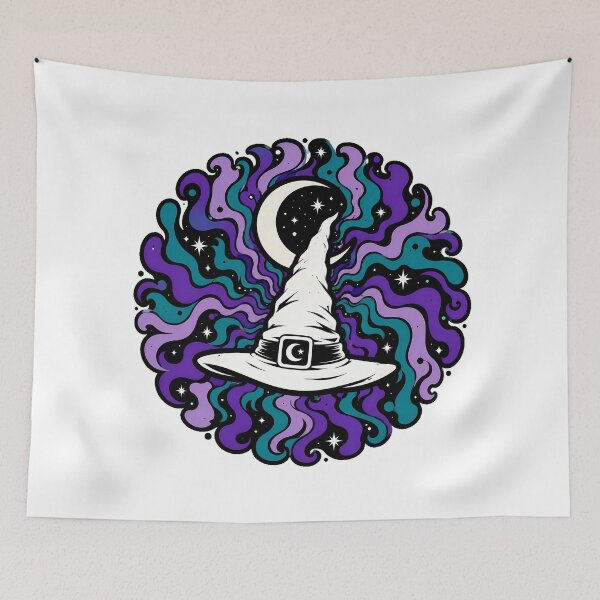 Item preview, Psychedelic Cosmic Witch Hat Mystical Wiccan Moon designed and sold by chattsuede.