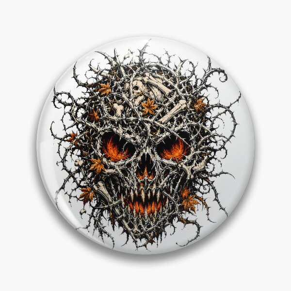 Item preview, Gothic Thorny Autumn Skull Fiery Halloween Goth designed and sold by chattsuede.