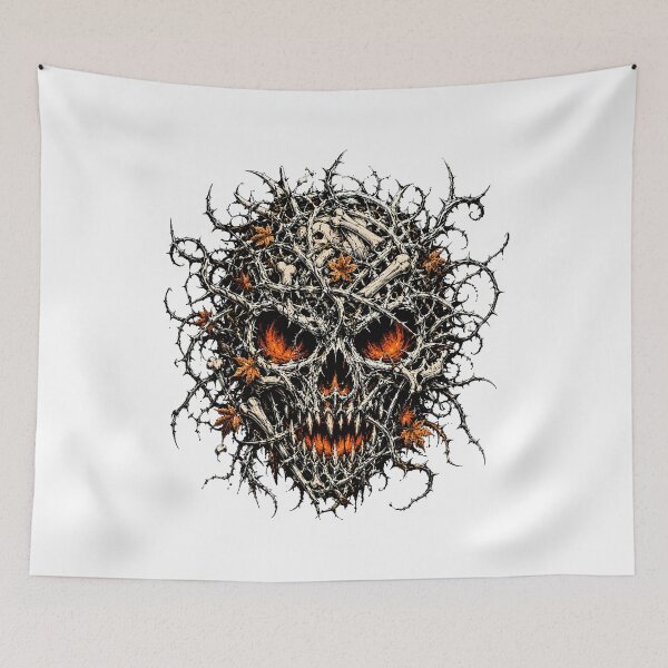 Item preview, Gothic Thorny Autumn Skull Fiery Halloween Goth designed and sold by chattsuede.