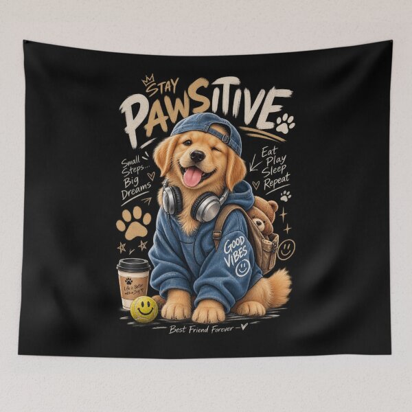 Item preview, Stay Pawsitive Golden Retriever - Cute Puppy Streetwear designed and sold by GenZFashion000.