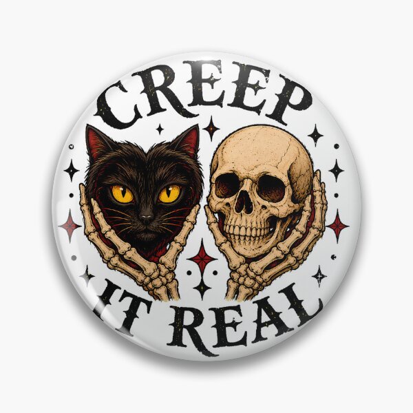 Item preview, Creep It Real Black Cat Spooky Gothic Skull designed and sold by chattsuede.