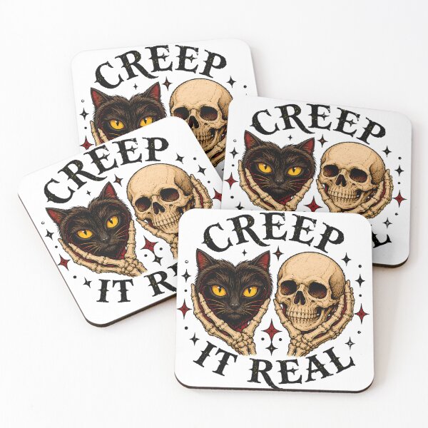 Item preview, Creep It Real Black Cat Spooky Gothic Skull designed and sold by chattsuede.