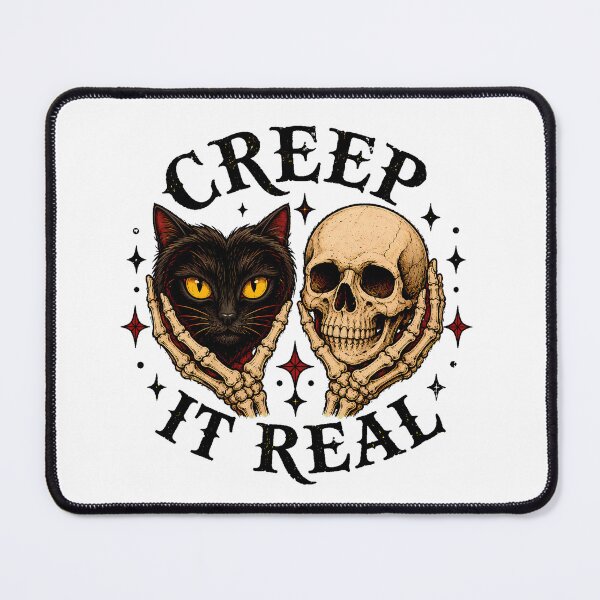 Item preview, Creep It Real Black Cat Spooky Gothic Skull designed and sold by chattsuede.