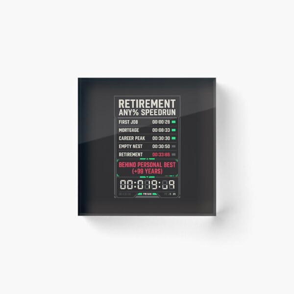 Item preview, Retirement Any% Speedrun Retro Gamer Timer designed and sold by SplashTastic.