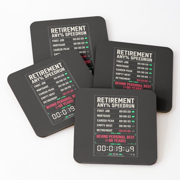 Item preview, Retirement Any% Speedrun Retro Gamer Timer designed and sold by SplashTastic.