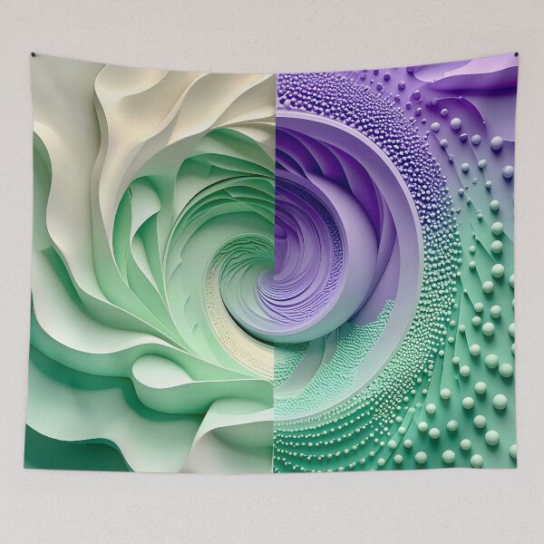 Item preview, Mint Green and Violet Geometric Spiral designed and sold by Vicky Brago-Mitchell®.