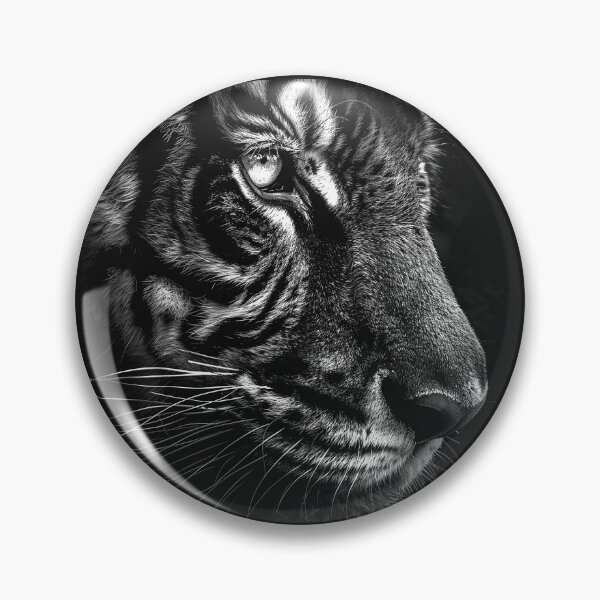 Item preview, Tiger Portrait Majestic Wild Cat Close Up Black and White Art designed and sold by inkoutninja.