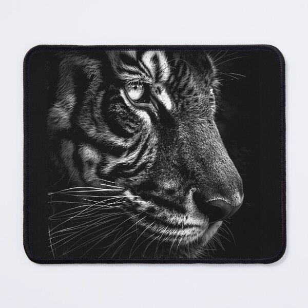 Item preview, Tiger Portrait Majestic Wild Cat Close Up Black and White Art designed and sold by inkoutninja.