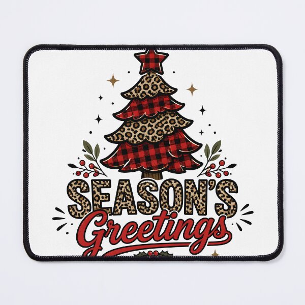Item preview, Season's Greetings Leopard and Red Plaid Christmas Design designed and sold by KristenosNehk.