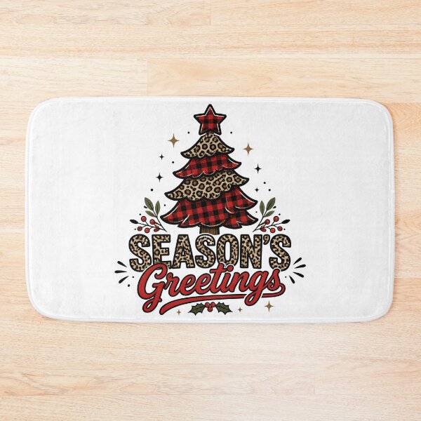 Item preview, Season's Greetings Leopard and Red Plaid Christmas Design designed and sold by KristenosNehk.