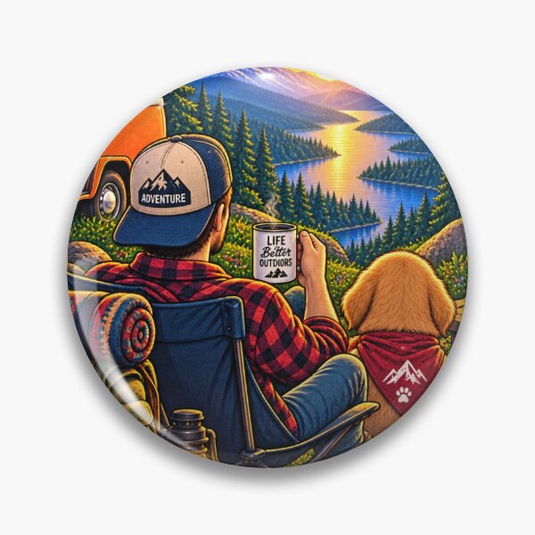 Item preview, Cozy Mountain Camping Dog Travel Illustration designed and sold by lovepower.