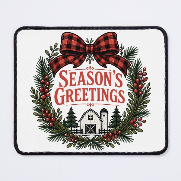 Item preview, Season's Greetings Buffalo Check Farmhouse Christmas Design designed and sold by KristenosNehk.