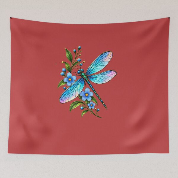 Item preview, Blue Dragonfly Floral Botanical Design designed and sold by Artbysarmina.