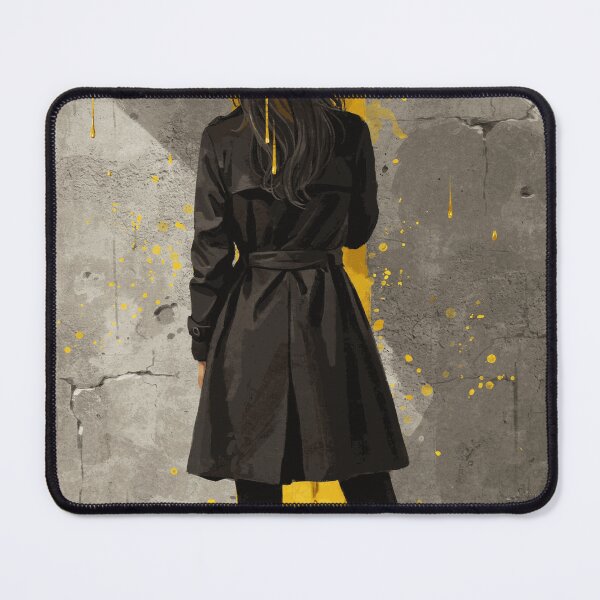 Item preview, Woman with Yellow Umbrella Against Urban Concrete Wall designed and sold by AlaricFenner.