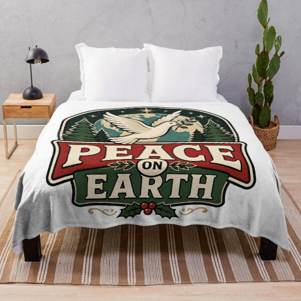 Item preview, Peace on Earth Vintage Retro Badge Christmas Design designed and sold by OliviaHayesArt.