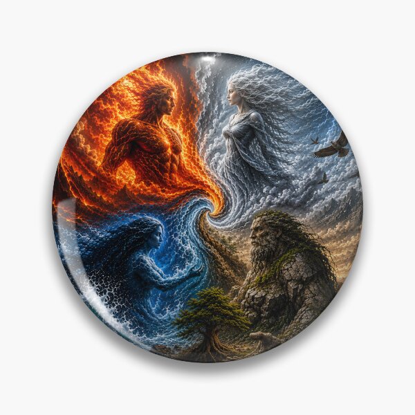 Item preview, Four Elements Fantasy – Fire Water Earth Air Elemental Guardians designed and sold by AnimalAirtistry.