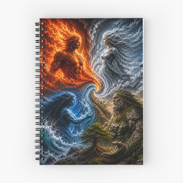 Item preview, Four Elements Fantasy – Fire Water Earth Air Elemental Guardians designed and sold by AnimalAirtistry.