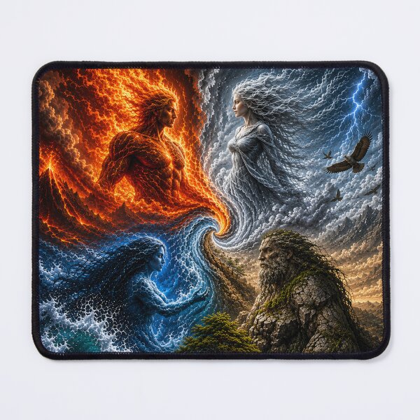 Item preview, Four Elements Fantasy – Fire Water Earth Air Elemental Guardians designed and sold by AnimalAirtistry.