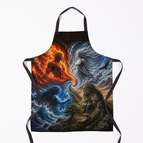 Item preview, Four Elements Fantasy – Fire Water Earth Air Elemental Guardians designed and sold by AnimalAirtistry.