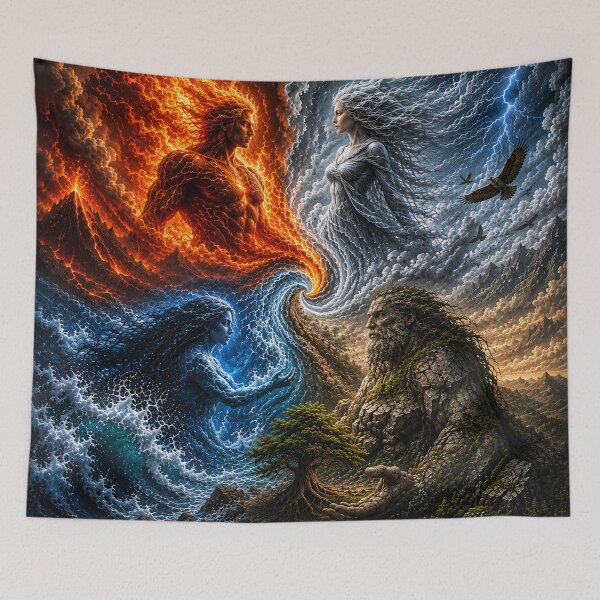 Item preview, Four Elements Fantasy – Fire Water Earth Air Elemental Guardians designed and sold by AnimalAirtistry.